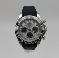 Montre à mouvement VK63, montre argentée avec calendrier, matériau en acier inoxydable 904L, six aiguilles, chronographe segmenté, montre pour homme