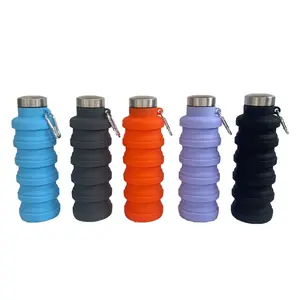 Customized Logo Bpa Free Silicone Collapsible Travel Water Bottle Foldable Kids Sports Water Bottle