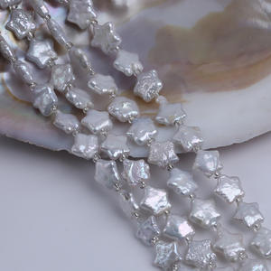 Chaîne de perles d'eau douce naturelles Wenchi Zhuji 18cm 11*11mm, blanches, baroques, pentagrammes, courtes, en vrac, couleur Chine, pour bijoux DIY - Product Image 3