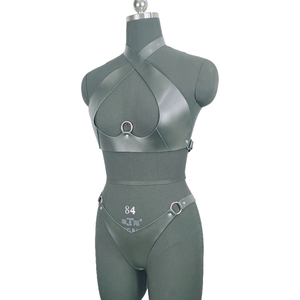 طقم حزام حمالة صدر وربطة عنق تصميم خماسي اللون لضبط الأطراف للنساء لتسليط الضمغات على الجسم ملابس للرقص بتصميم البانك القوطي للاحتفالات والهالوين - Product Image 4