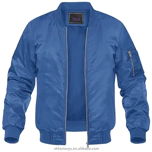 밝은 파란색 캐주얼 비행 재킷 편안한 수 놓은 varsity 폭격기 재킷