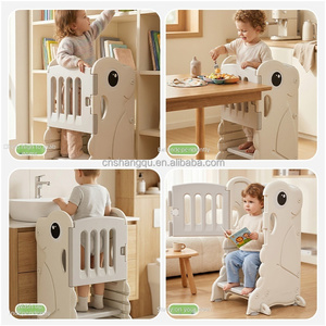 Tabouret d'apprentissage Montessori réglable en hauteur pour tout-petits, en forme de dinosaure, <span class=keywords><strong>tour</strong></span> d'aide de cuisine pour enfants avec garde-corps de sécurité intégré pour <span class=keywords><strong>la</strong></span> maison - Product Image 5