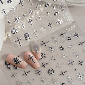 Autocollants 5D en relief pour Halloween, motifs croix dorées en relief pour nail art, coques de téléphone et décoration artisanale DIY - Product Image 4