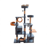 Arbre à chat en bois design château, avec capsule transparente à 360 degrés, lit incurvé, poteaux en sisal et design minimaliste en carton, pour les acheteurs de meubles pour chats OEM