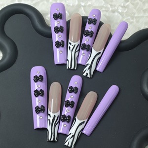 Uñas postizas de lujo de acrílico, largas, color rosa, con cobertura completa, hechas a mano, con pedrería de estrellas, precio de fábrica, venta al por mayor. - Product Image 3