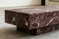 Table basse moderne en marbre rouge Rosso Levanto naturel, durable, à blocs décalés, mobilier de luxe pour salon, directement de l'usine