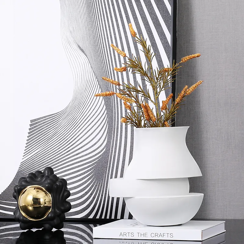 Vaso de flores nórdico único para decoração, vaso de flores de cerâmica branco de porcelana para decoração de casa
