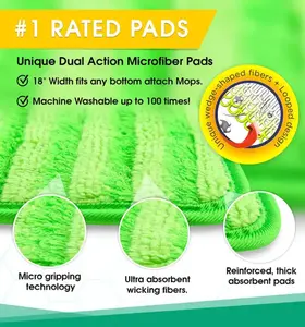 Bantalan pel microfiber tebal, pengganti pel mikrofiber lantai bersih basah kering bantalan pel