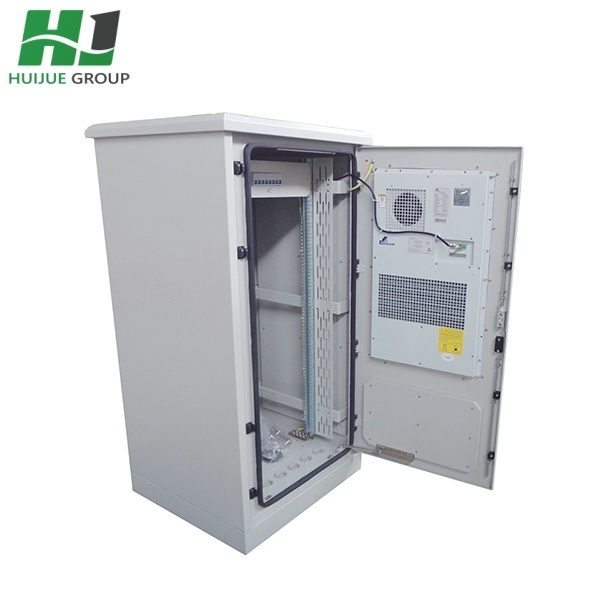 HJ IP55 Weatherproof 19 Inch Rack Galvanized Steel Heat Exchanger Floor Standing 5G Base Station Outdoor Telecom Cabinet