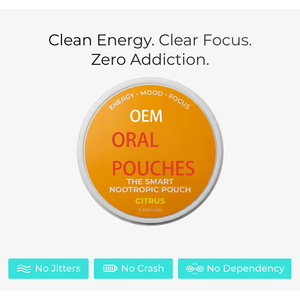 Nootropic Focus Pouches, Daily <strong>Brain</strong> Cognitive Support <strong>Supplement</strong>, Non-tobacco zero Nicotine Mint Oral Pouches - Product Image 1