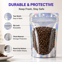 Sachet d'emballage métallique refermable pour bonbons, cadeaux et accessoires, pochette holographique personnalisée à fond plat