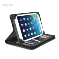 Portafolio de Cuero Personalizado con Cierre para Tablet, con Tarjetero, Carpeta de Cuero PU Hecha a Mano, Funda para iPad y Bloc de Notas