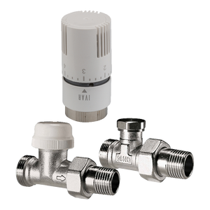 Kit thermostatique droit standard T1500 avec raccord mâle Ivar Eurok 1/2\" M, joint torique, plastique ABS, systèmes CVC flexibles - Product Image 1