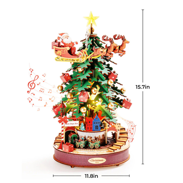 Robotime Rolife US Warehouse AMS01 Christmas Gifts Music Box DIY Miniature Toys Wooden 3D Puzzles