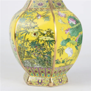Vase en porcelaine céramique antique jaune <span class=keywords><strong>petit</strong></span> design art déco et classique pour décor de table de cuisine ou comme <span class=keywords><strong>pot</strong></span> usage domestique moderne - Product Image 4