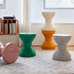 Taburete nórdico bajo de plástico para el hogar, estilo crema, para comedor, sala de estar, mesa de centro, taburete redondo para cambiar zapatos en la puerta. - Product Image 3