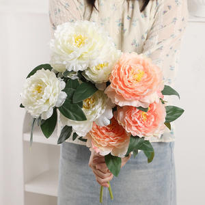 Fleur de pivoine artificielle à 7 têtes en soie, haute simulation, pour décoration intérieure, salon, entrée, arrangement en vase - Product Image 3