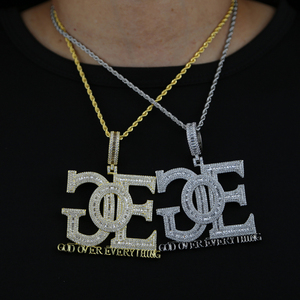18k镀金嘻哈冰人珠宝个性字母设计冰出金光大神在一切吊坠项链 - Product Image 5