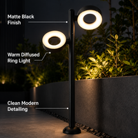 Lanterne de Jardin LED Extérieure Super Lumineuse 48W en Aluminium, Pivotante, Double Tête Circulaire, pour Cour, Poteau, Paysage, Pelouse L810/2A-8