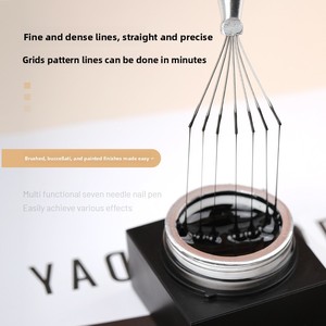 Chuyên Nghiệp 7 Pin Sọc Thép Không Gỉ Móng Tay Nghệ Thuật Lót Bàn Chải Siêu Mỏng Dòng Sơn Bút Đa Đầu Đất Sét Điêu Khắc Công Cụ AMO - Product Image 6