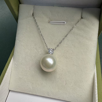 Vente en gros 11-12mm 3A pendentif perle Edison d'eau douce naturelle forme ronde blanche avec argent sterling 925 pour la fabrication de bijoux
