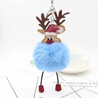 Porte-clés de Noël en peluche Élan rose moelleux, pendentif pour sac à main, créatif et adorable, cadeau de Noël, accessoires de fêtes