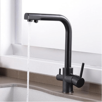 Matt hitam Handel ganda air dingin panas dan Filter air 3 in 1 keran dapur dengan sistem Osmosis Mixer Tap