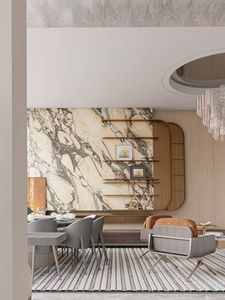 Plan de travail de cuisine moderne en Calacatta Viola blanc, dalle polie imperméable pour table basse, villa, hall d'hôtel, escalier, finition honée - Product Image 3