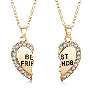 Collier unisexe 2 pièces, collier <span class=keywords><strong>pour</strong></span> femme avec pendentif en cristal en forme de cœur, collier avec inscription <span class=keywords><strong>pour</strong></span> meilleur ami, collier <span class=keywords><strong>pour</strong></span> couple, collier <span class=keywords><strong>d</strong></span>'amitié <span class=keywords><strong>pour</strong></span> homme - Product Image 1