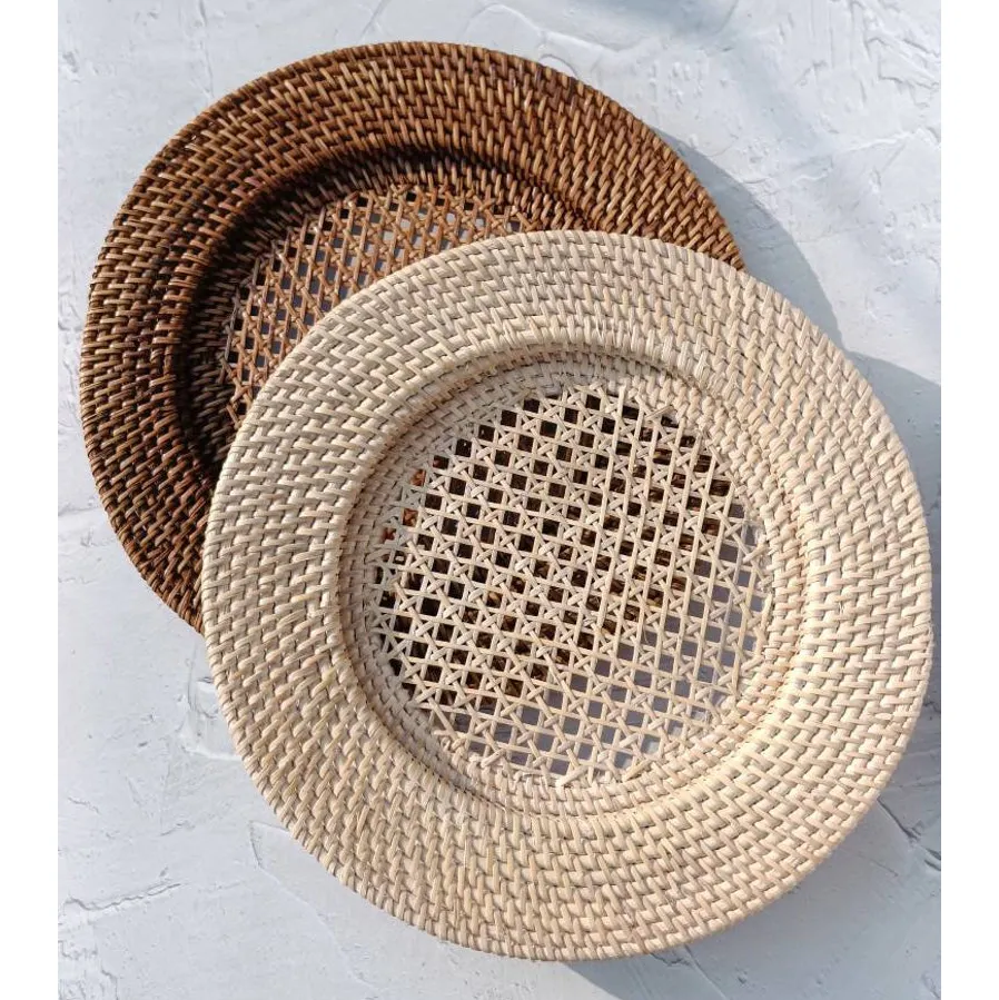 Piatti del caricatore rotondi del Rattan dell'ottomano decorativo domestico rustico per il matrimonio della decorazione della tavola di evento