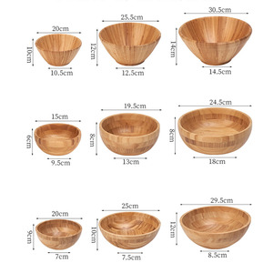 Bol à salade en bois d'acacia rustique fait main avec logo personnalisé, petit bol de service moderne en bois, bols à soupe en bambou - Product Image 6