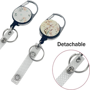 Cross-border floral print retractable buckle strap vertical card <b>holder</b> with double-sided UV printing for ID <b>documents</b> - Product Image 5