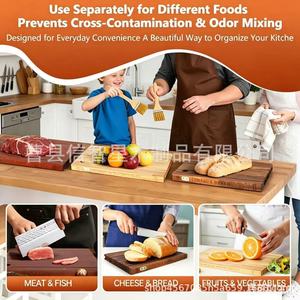 Wooden Cutting Board Set Rectangle Anti-Odor For <b>Kitchen</b> Food <b>Prep</b> - Product Image 3