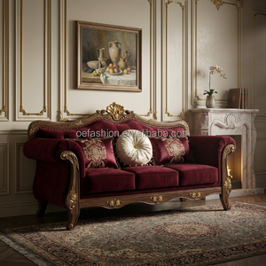 Fabricant de FF&E |   Canapé en <span class=keywords><strong>cuir</strong></span> sculpté en bois massif néoclassique |   Finition en feuille d'or pour les suites VIP des hôtels de luxe |   OEM personnalisé - Product Image 4
