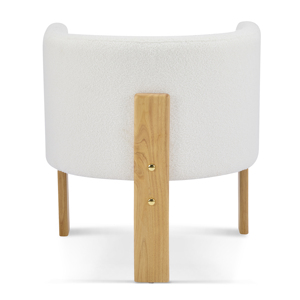 Upholstered Dining Chairs <b>Set</b> of 2, Natural Rubber Wood Frame and <b>White</b> Boucle Fabric - Product Image 5