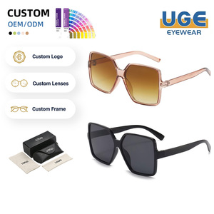 Lunettes de soleil tendance surdimensionnées à prix abordable, avec logo personnalisé, grande monture, verres PC dégradés, pour femmes, idéales pour le shopping - Product Image 1