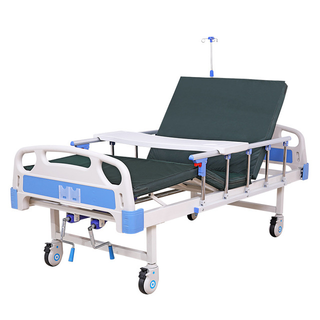 Factory Sale Durable Manual Hospital Bed Adjustable 1 2 3 Function Crank Bed for Medical Home and Clinic Use