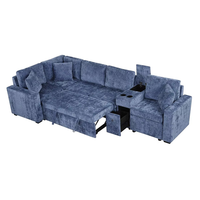 Canapé-lit convertible moderne extra large, sectionnel, avec lit gigogne réversible et porte-gobelets, pour salon et hôtel