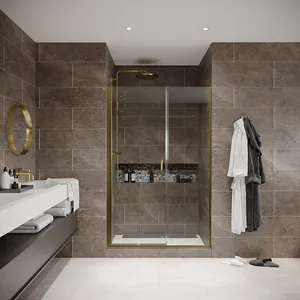 Modern 10mm Pivot Shower Door Frameless Tempered Glass Shower Screen Hotel Bathroom Shower Partition