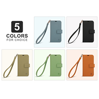 Funda de Teléfono Tipo Cartera de Cuero PU con Cierre Magnético, Ranuras Grandes para Tarjetas, Bolsillo para Tarjetas de Estilo Abierto, Correa de Muñeca Desmontable para iPhone 16 Pro Max