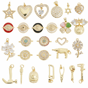 Diamond Pendant Charms Gold Color Round Brilliant Cut Natural Diamond Unisex Everyday Wear Geometric Design - Product Image 1