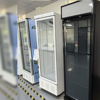 Congélateur vertical avec porte en verre noir, refroidissement par air, haute efficacité, vitrine pour supermarché