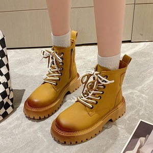 Bottines de <span class=keywords><strong>moto</strong></span> à plateforme épaisse pour femmes, <span class=keywords><strong>bottes</strong></span> d'hiver tendance à talons hauts, <span class=keywords><strong>compensées</strong></span>, imperméables, épaisses, pour les fêtes, usage décontracté - Product Image 1