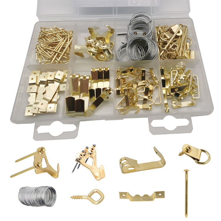 245PC Brass Picture Hooks, Picture Frame Hanger Tool, Professional