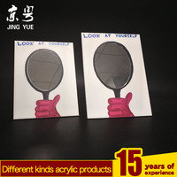Miroir cosmétique en acrylique noir avec longue poignée, miroir de maquillage moderne en PMMA écologique, durable, recyclable, décoratif