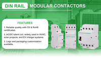 Contacteur modulaire silencieux EBASEE pour usage domestique, 16A-100A, rail DIN, AC 220V 240V, 2P 4P, 25A 32A 40A 63A 100 Ampères