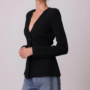 Maglione a maniche lunghe con Cardigan <span class=keywords><strong>nero</strong></span> a maglia asimmetrica da donna per abbigliamento Casual <span class=keywords><strong>elegante</strong></span> da ufficio - Product Image 4