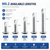 Vis autoperceuses à tête fraisée modifiée en acier inoxydable 410 M4.2, kit de vis à tête plate large Phillips pour tôles