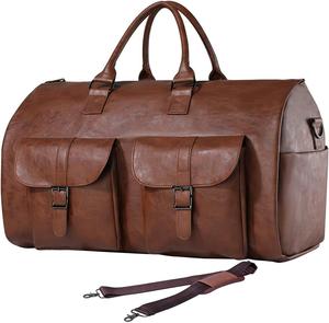 <b>Travel</b> <b>Garment</b> <b>Bag</b> PU Large Capacity Zippers Weekender Duffel Overnight Carry <b>Bag</b> with Shoulder Strap for Business Trip - Product Image 4