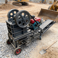 Petit concasseur à mâchoires mobile PE220x350, entraîné par moteur AC, pour l'extraction de l'or